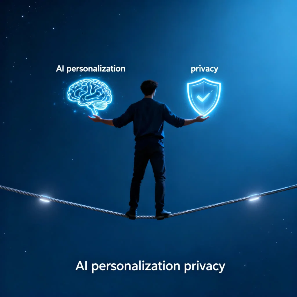 A marketing director balancing AI personalization and user privacy, as detailed in this 2025 compliance guide.