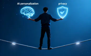 A marketing director balancing AI personalization and user privacy, as detailed in this 2025 compliance guide.