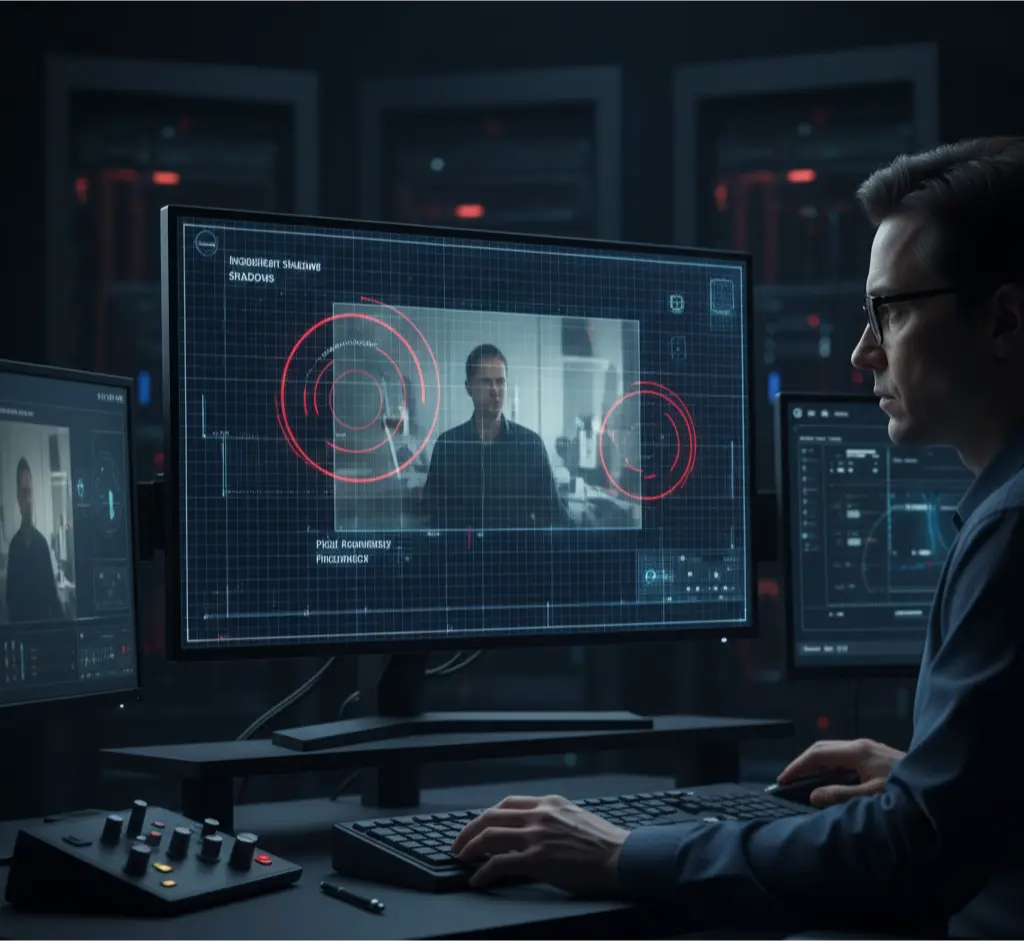 An expert using a technical deepfake detection guide to analyze an AI-generated propaganda video for forensic artifacts.