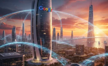 A depiction of the new $15 billion Google AI Hub Visakhapatnam, which is set to create thousands of AI jobs in India.