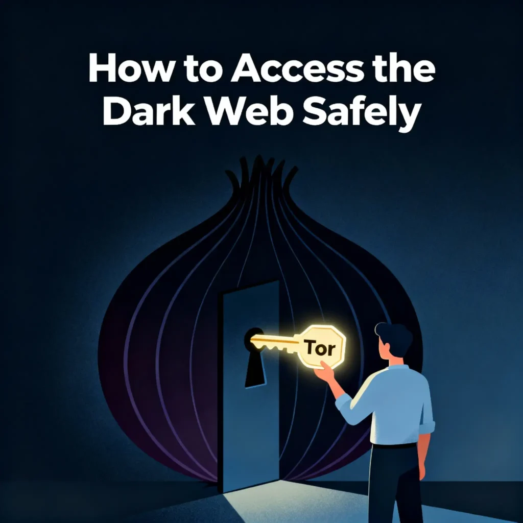 A guide on how to access the dark web safely using Tor and a VPN.