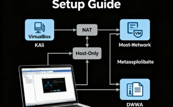 A diagram showing the network architecture for a safe home penetration testing lab.