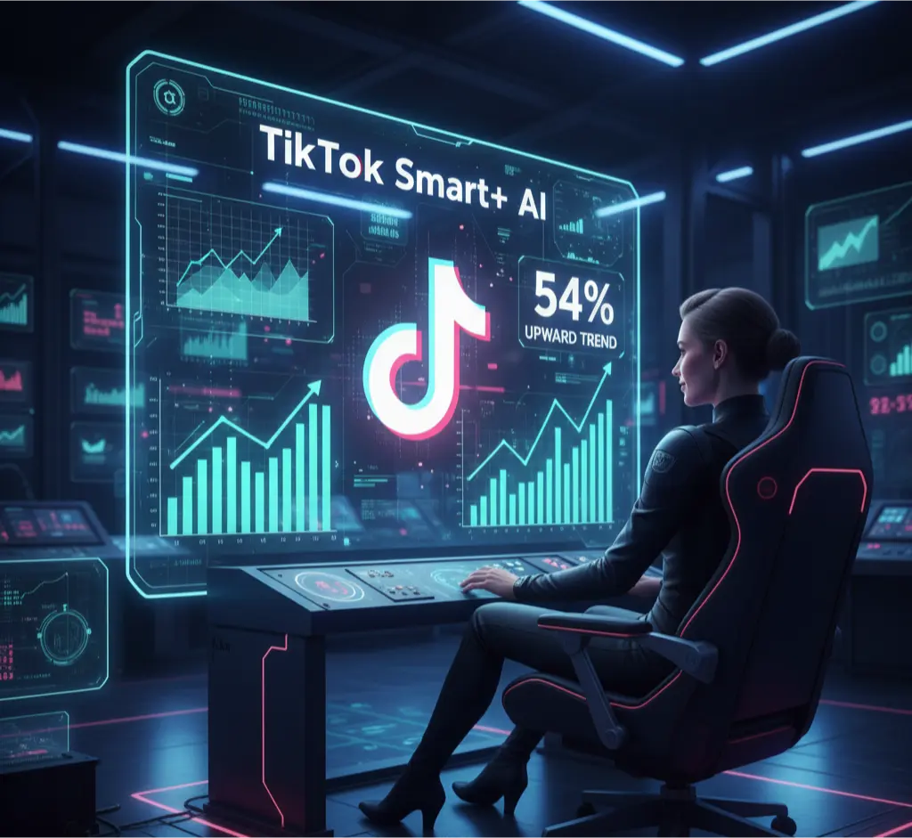 A digital marketer using the new TikTok Smart+ AI campaign feature to achieve a 54% increase in conversions.
