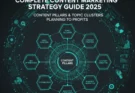 An infographic showing the key components of a successful content marketing strategy, including content pillars and topic clusters.