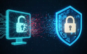 Visual representation of quantum computing threat to classical encryption with PQC solutions.