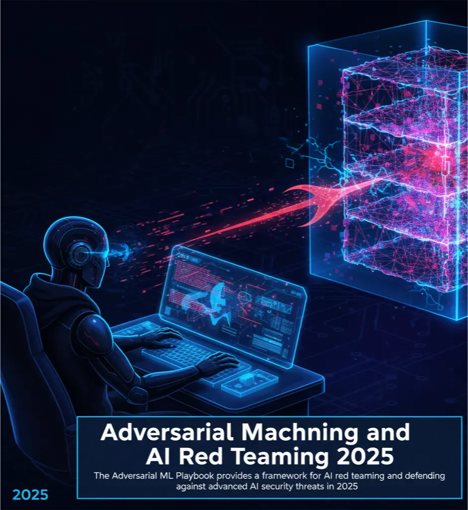 A conceptual image showing an AI red teamer launching an adversarial attack against a neural network to test its security.