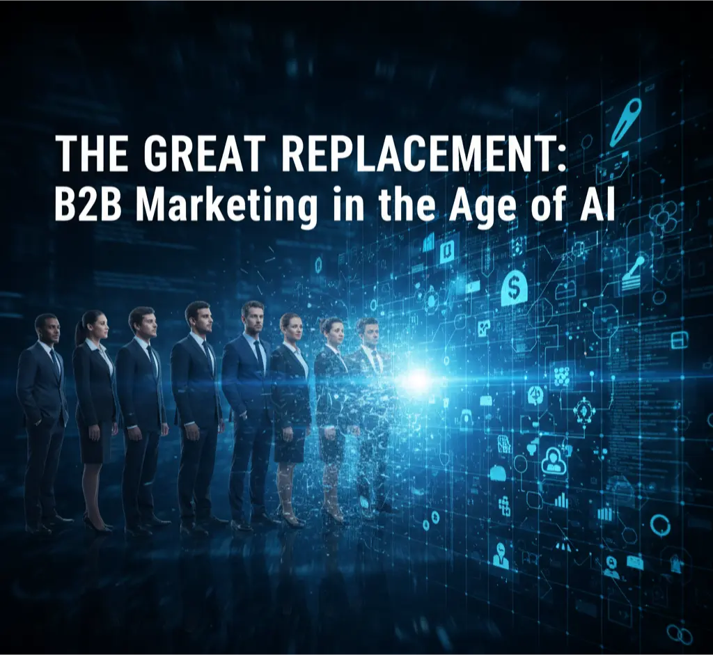 A strategic analysis chart showing the impact of Amazon's 14,000 AI layoffs on B2B marketing and the shift to an AI-first organization.