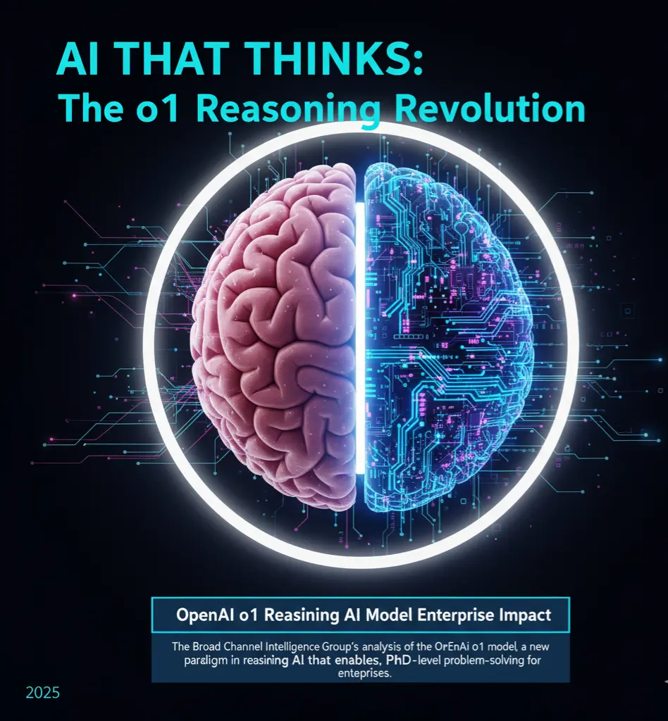 An analysis diagram showing the OpenAI o1 model's reasoning capabilities and its impact on enterprise automation in science, math, and engineering.
