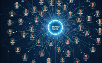 An infographic showing how an agentic AI system selects from a library of cloned voices to deliver a personalized brand voice to different customer segments.