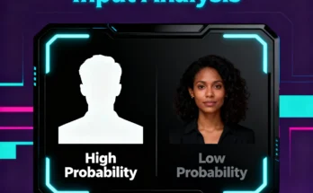 An infographic of the BroadChannel Cross-Modal Bias Detection Framework, showing how it analyzes AI-generated content for stereotypical associations between text and images.