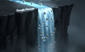 A graph showing a massive Google Discover traffic drop, with an SEO expert pointing to the new "Journey Algorithm" as the cause.