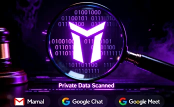 A conceptual image showing the Google Gemini AI symbol over the Gmail and Chat logos, under legal scrutiny for a privacy lawsuit.