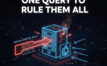 An infographic illustrating how a malicious GraphQL query can cause a Denial-of-Service (DoS) attack by exploiting deeply nested queries and query complexity.