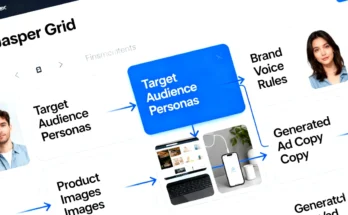 An image of the Jasper Grid interface, the new AI operating system for marketing, showing how it automates content creation in a spreadsheet format.