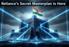 A powerful image showing the new Reliance 1-GW AI Data Centre as a digital fortress protecting India's data and future.